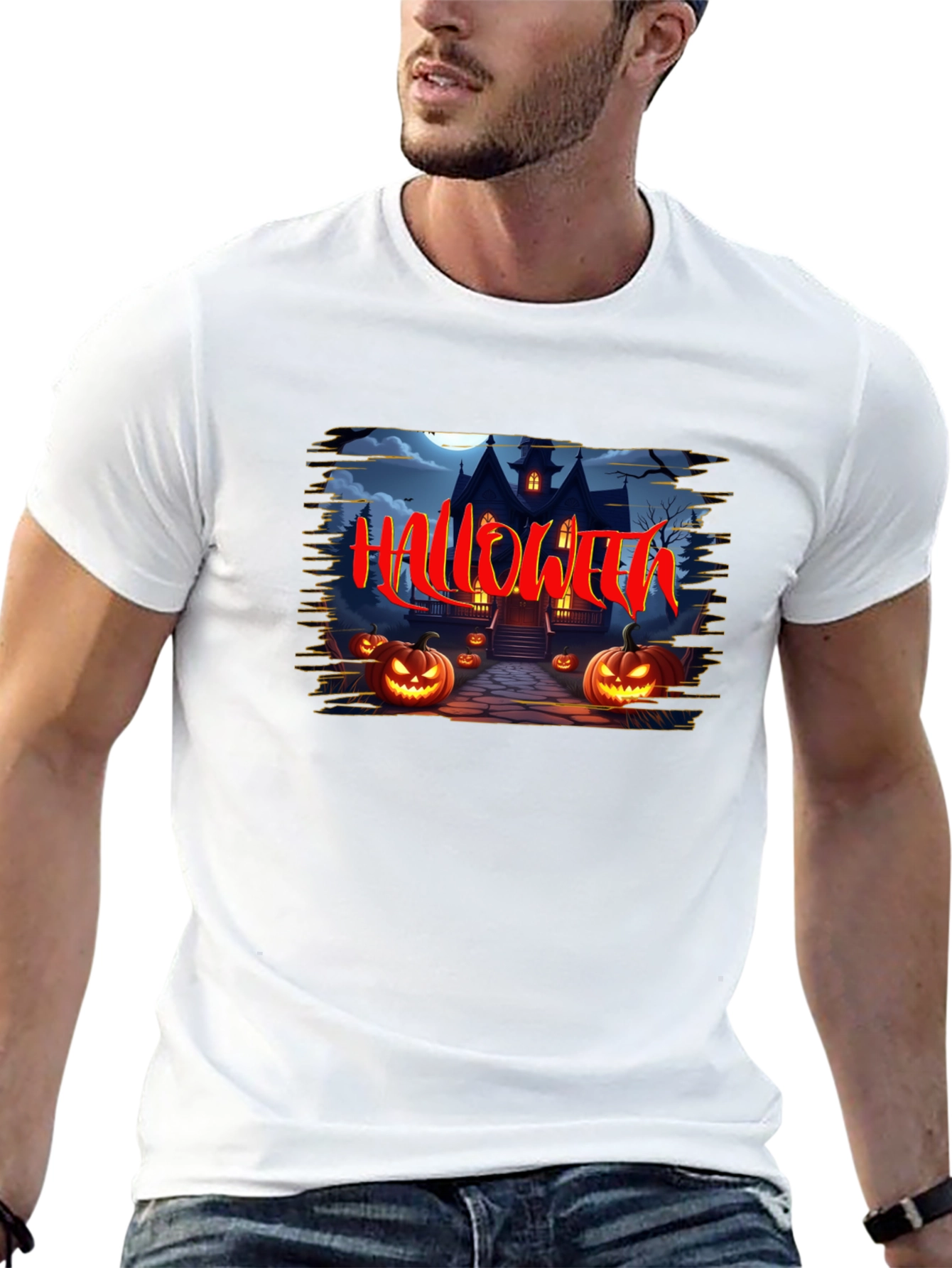 Halloween Haunted House Graphic T-Shirt