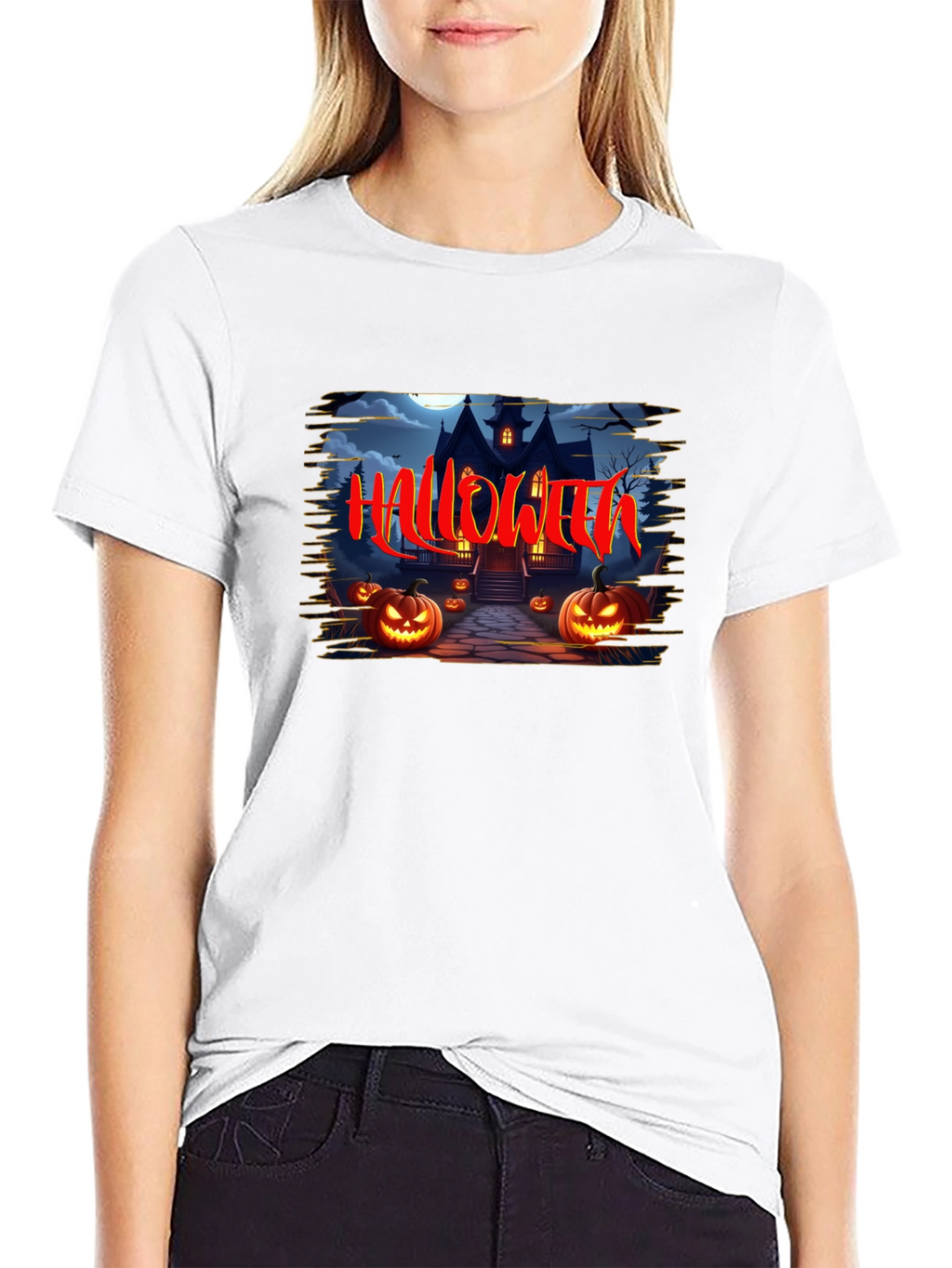 Halloween Haunted House Graphic T-Shirt