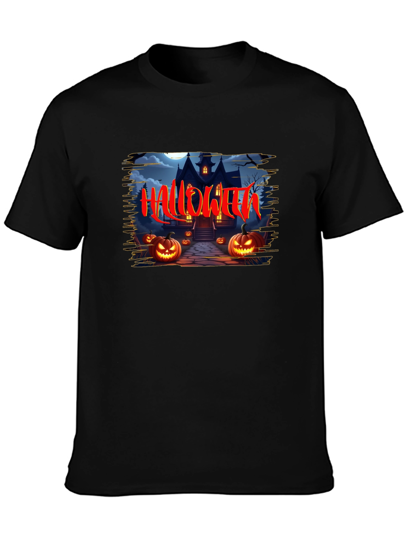 Halloween Haunted House Graphic T-Shirt