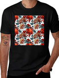Floral Print Crew Neck T-Shirt