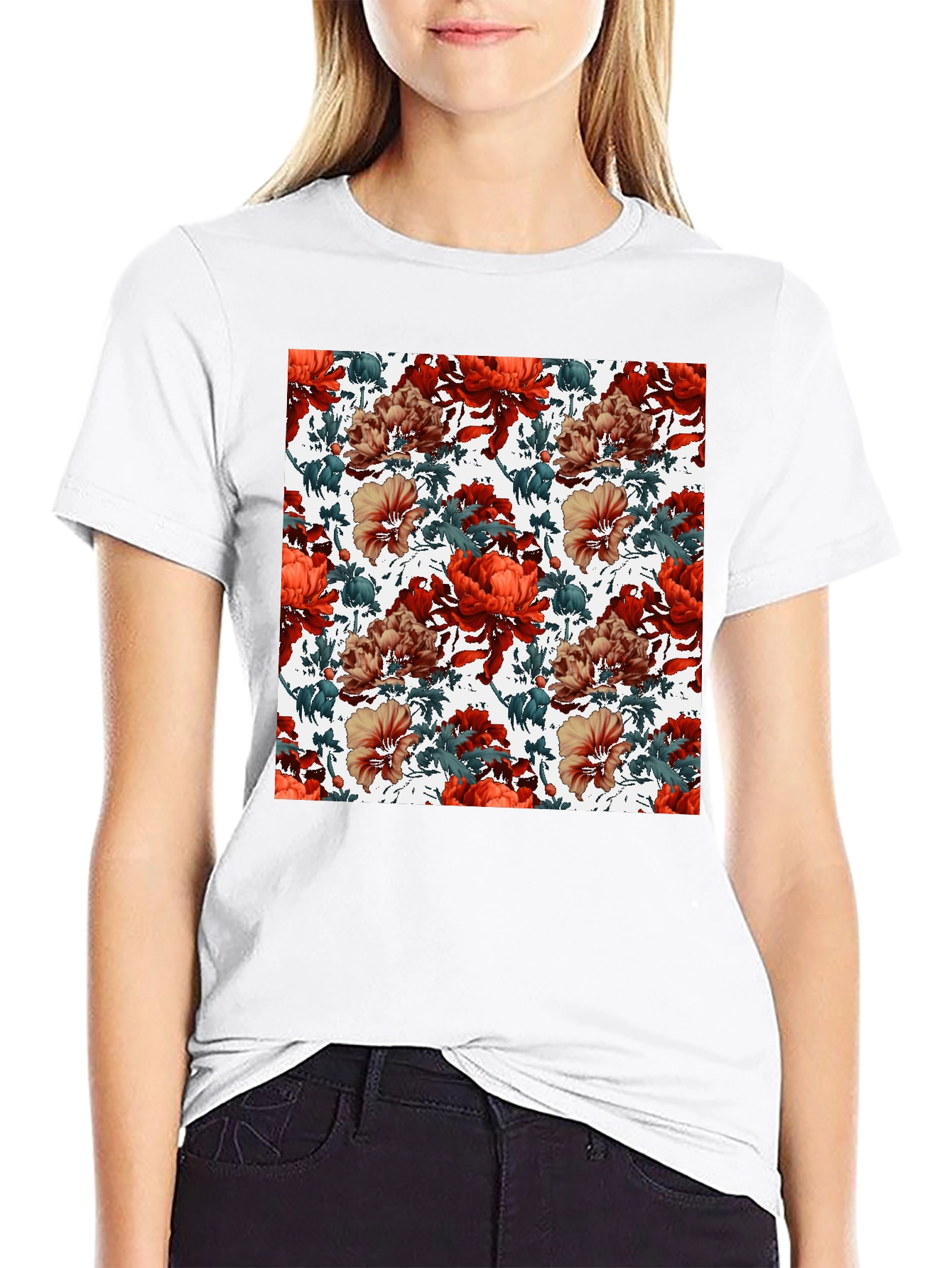 Floral Print Crew Neck T-Shirt