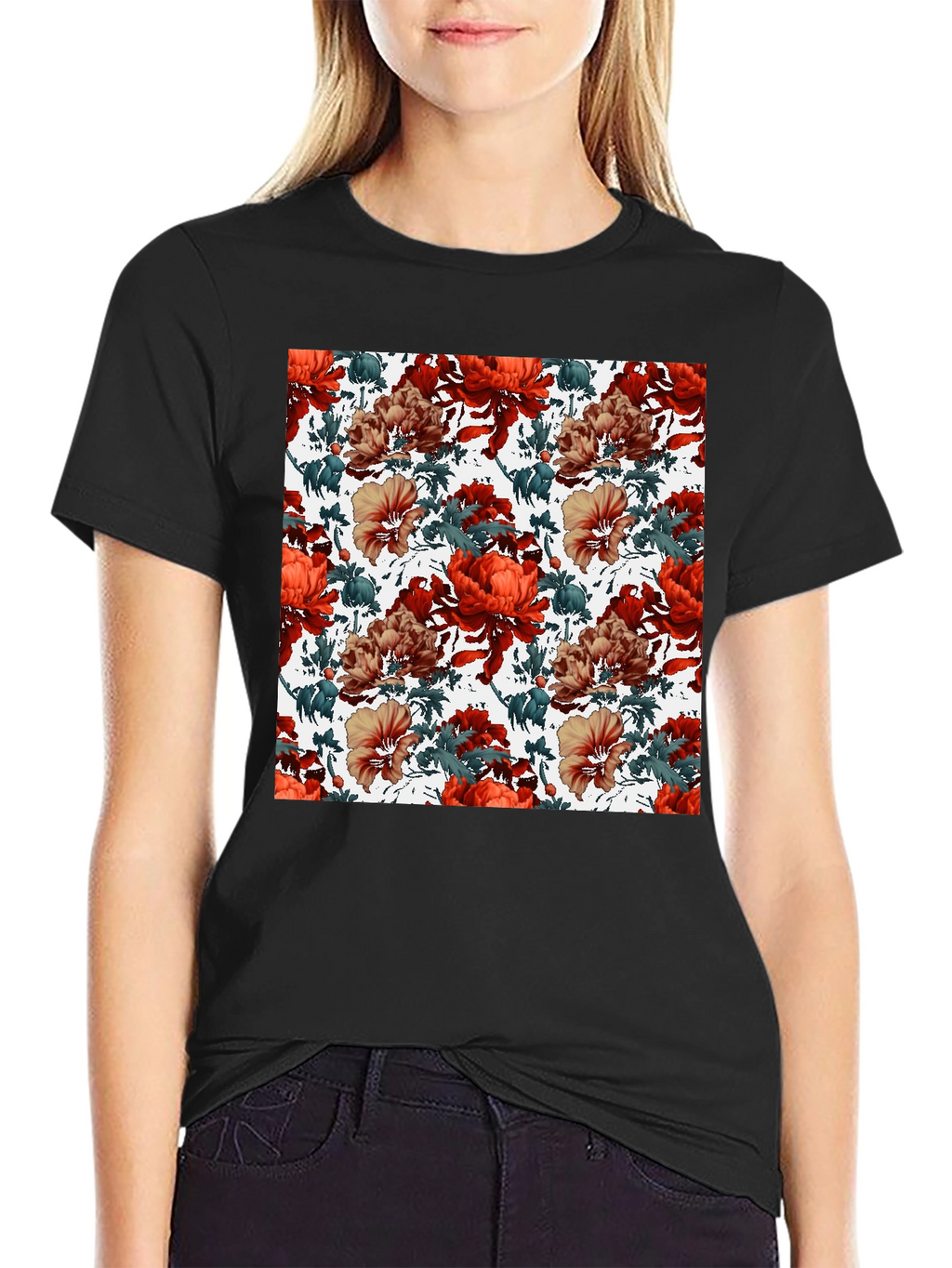 Floral Print Crew Neck T-Shirt
