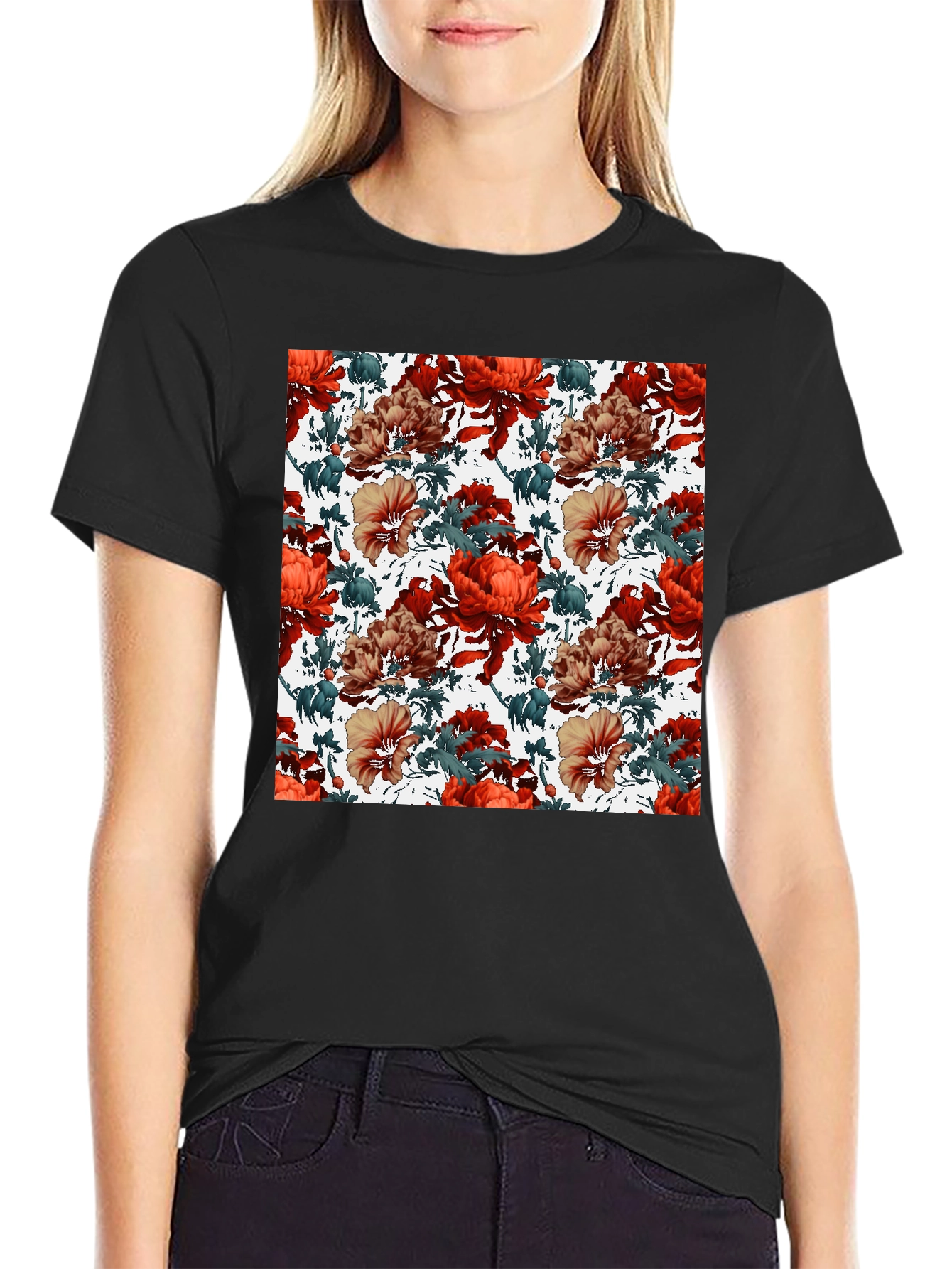 Floral Print Crew Neck T-Shirt