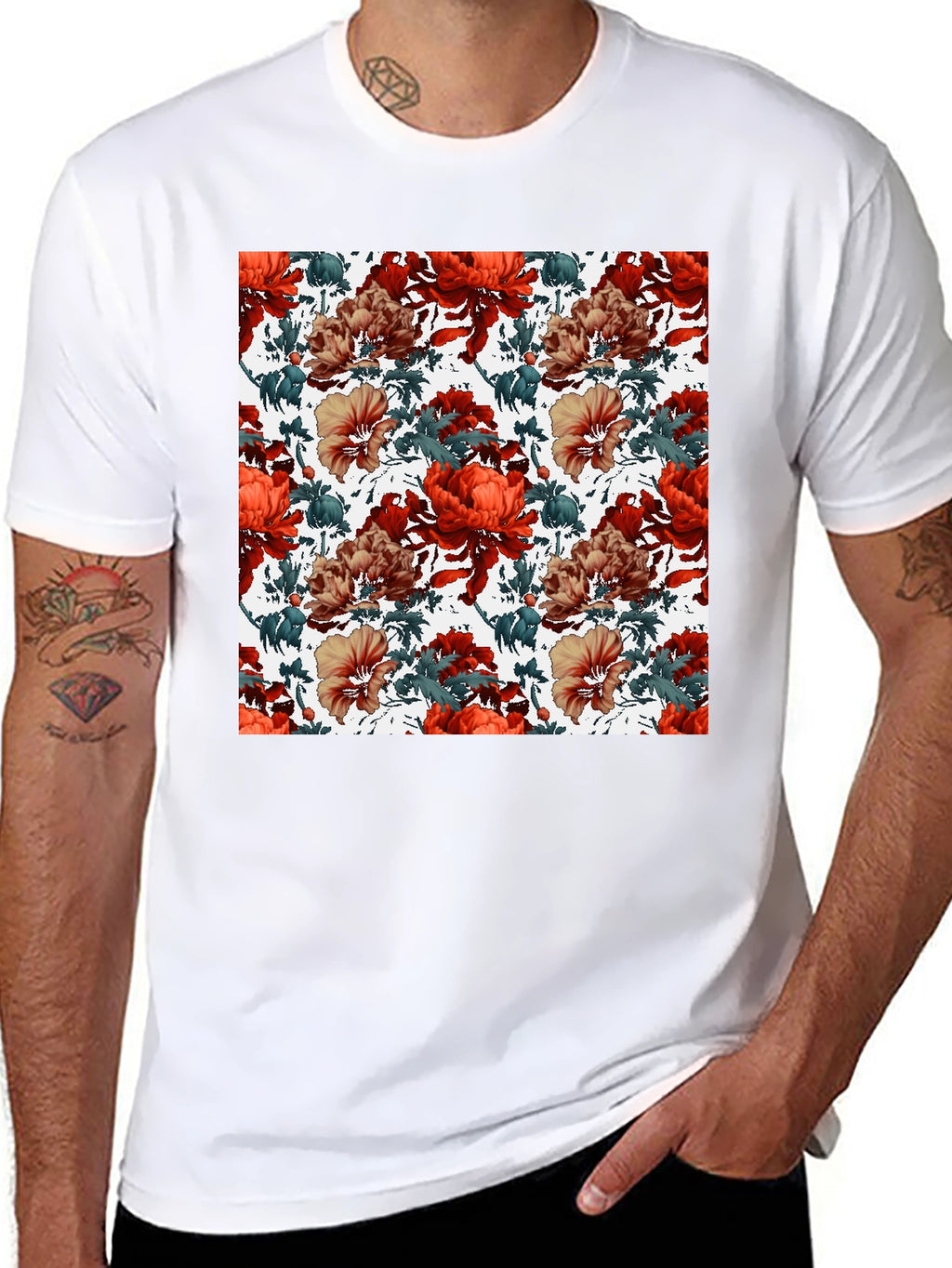 Floral Print Crew Neck T-Shirt