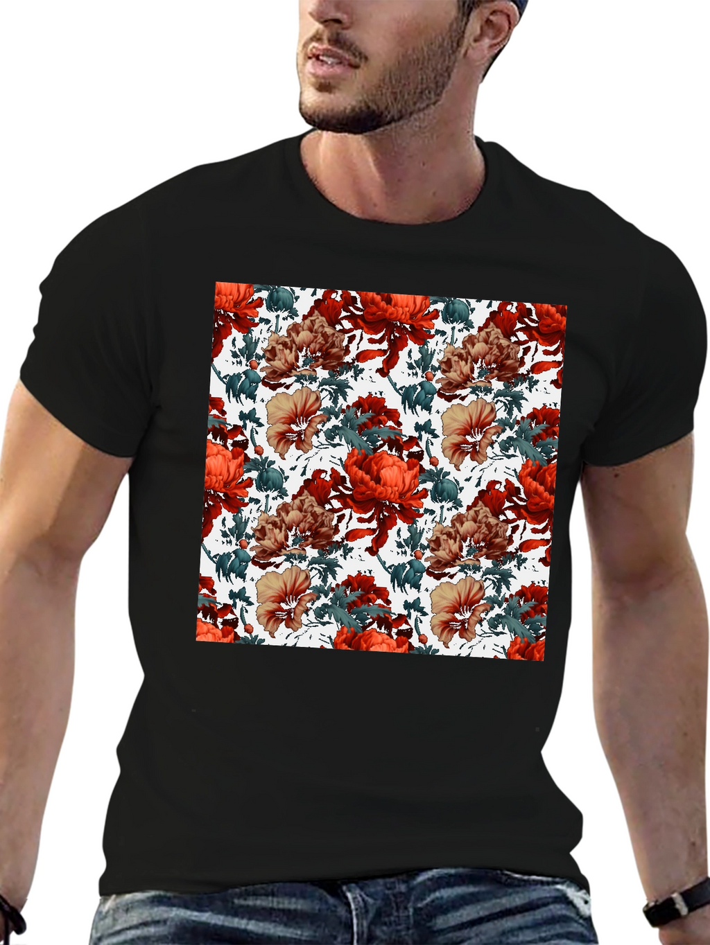 Floral Print Crew Neck T-Shirt