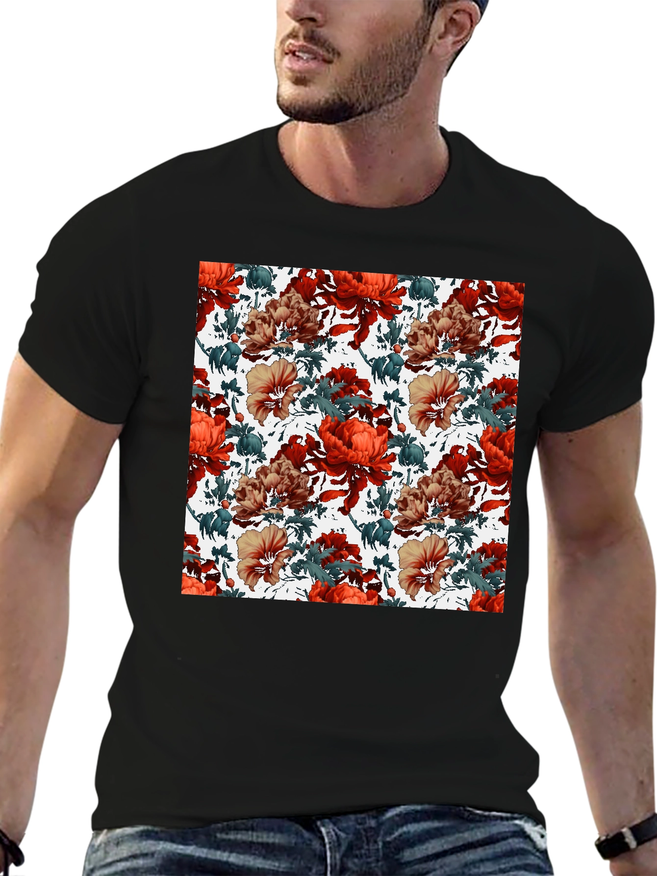 Floral Print Crew Neck T-Shirt