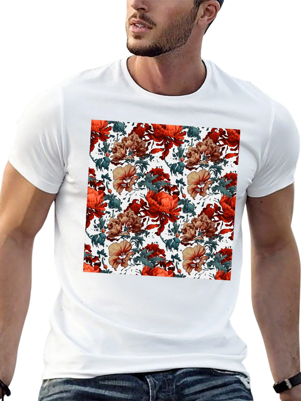 Floral Print Crew Neck T-Shirt