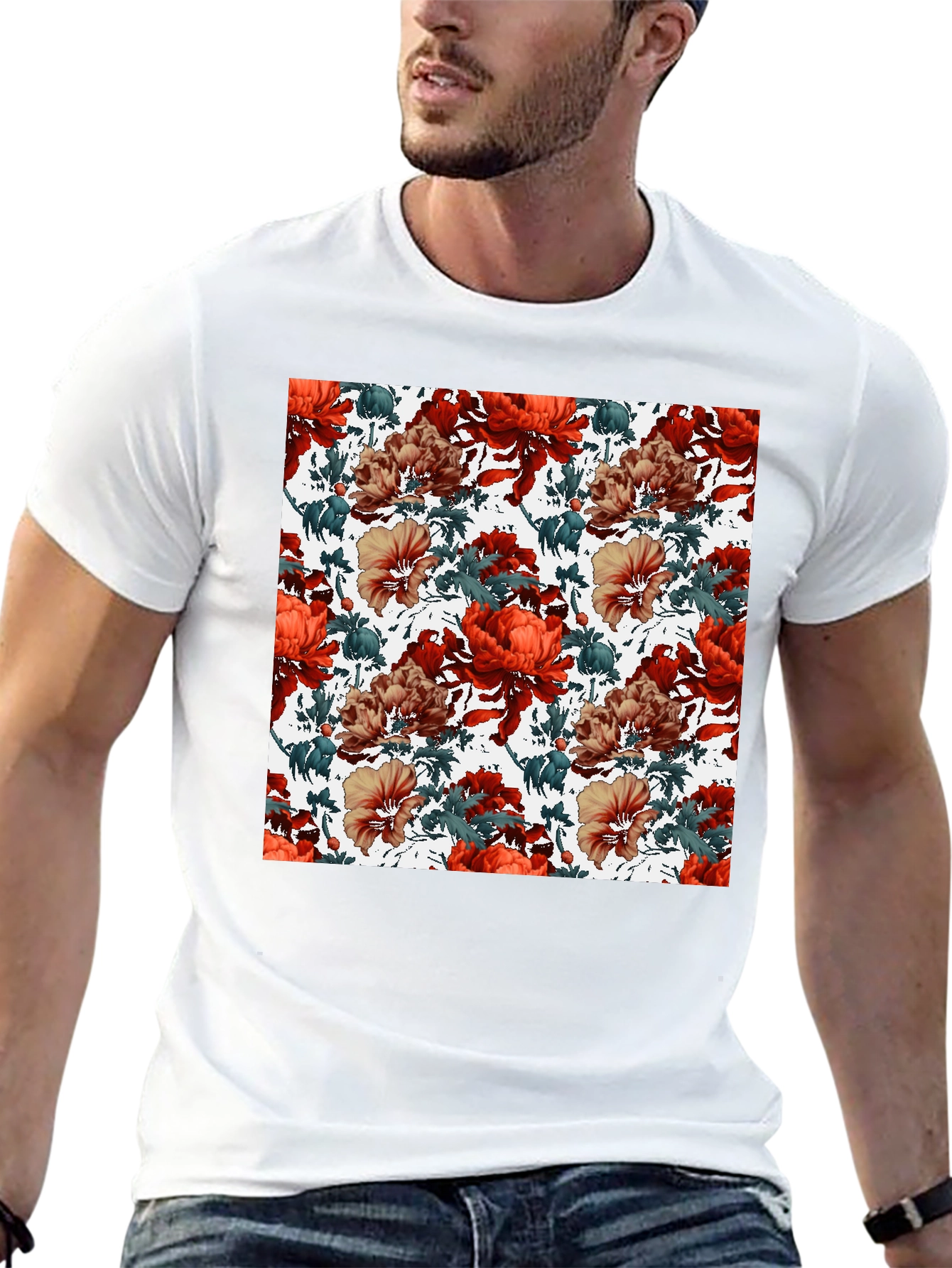 Floral Print Crew Neck T-Shirt