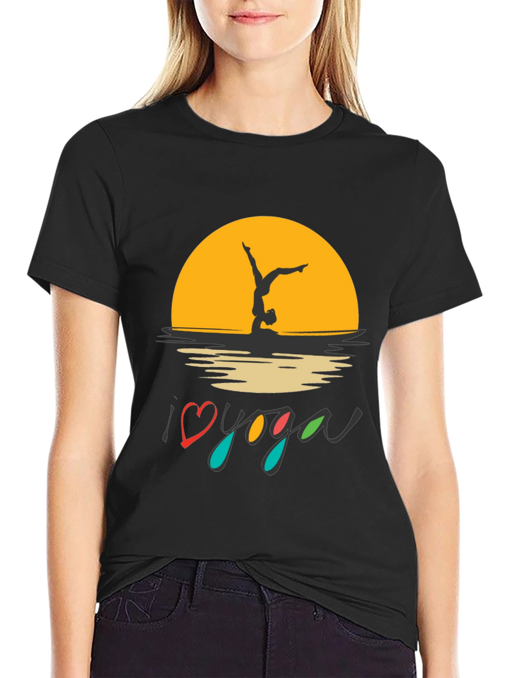 I Love Yoga Black Graphic Tee