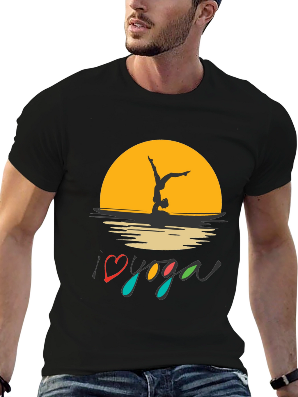 I Love Yoga Black Graphic Tee