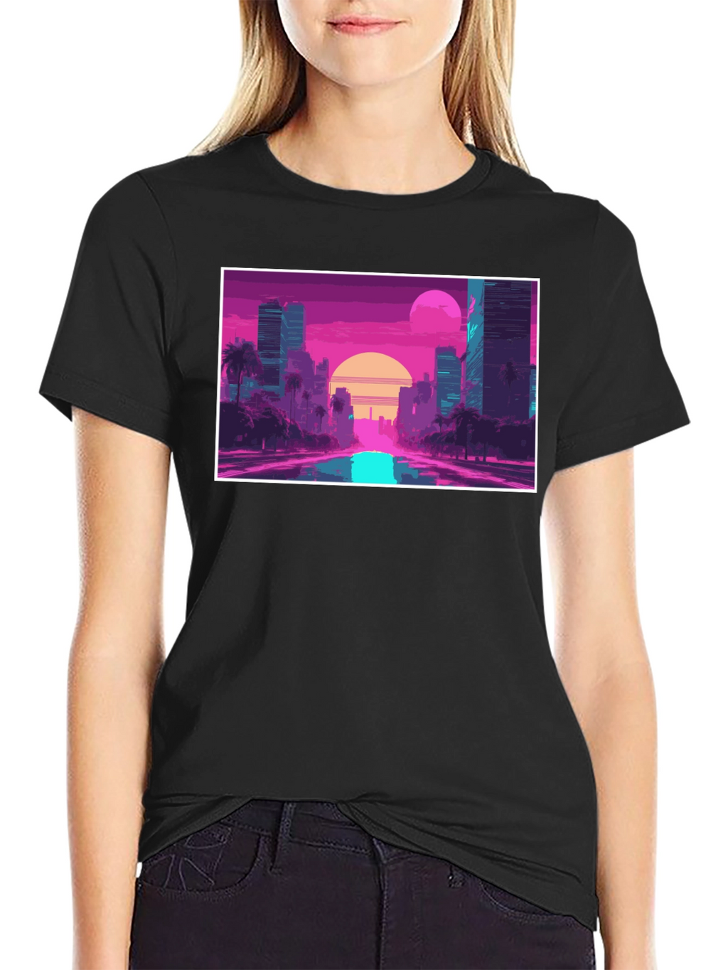Retro Sunset Cityscape Graphic T-Shirt