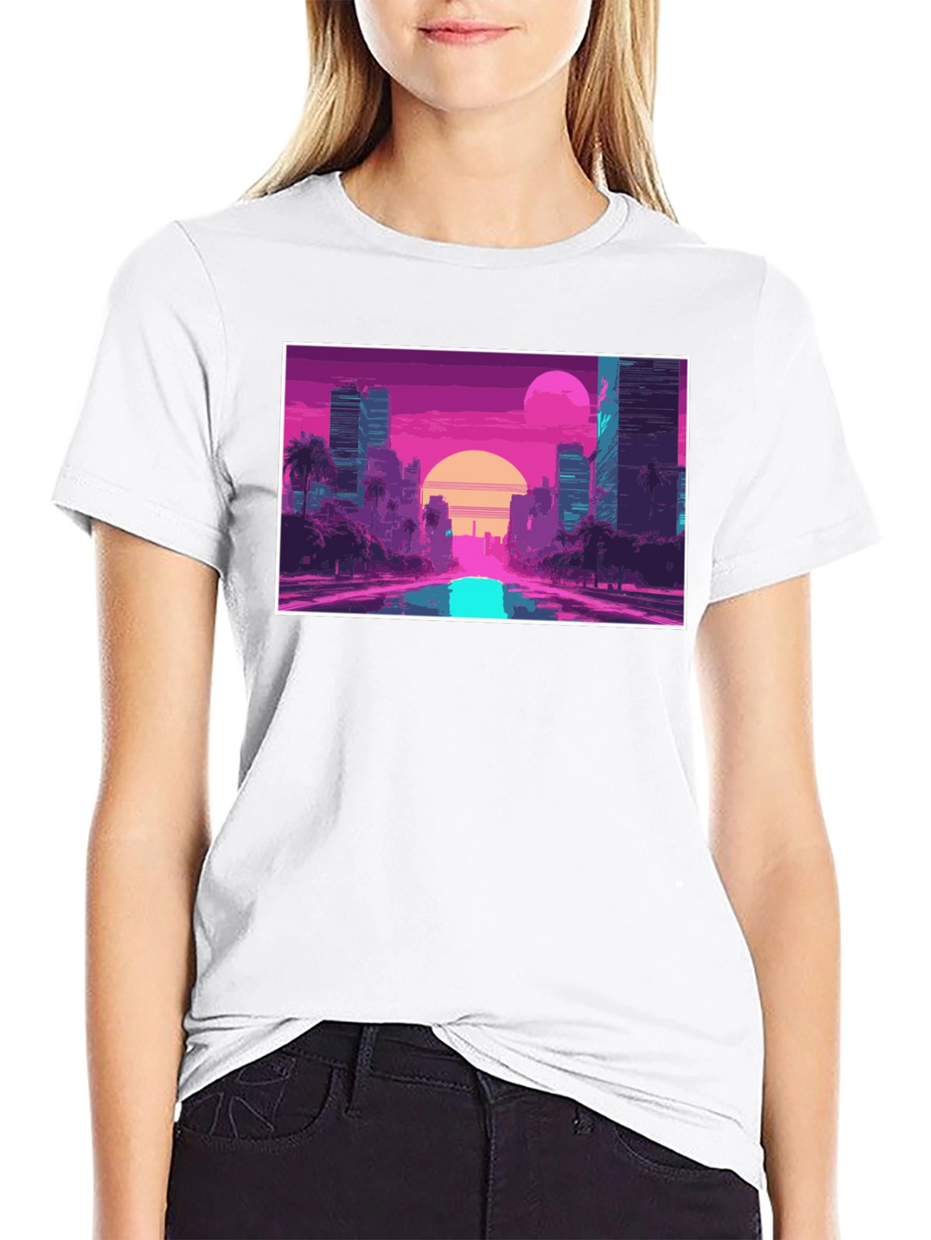 Retro Sunset Cityscape Graphic T-Shirt