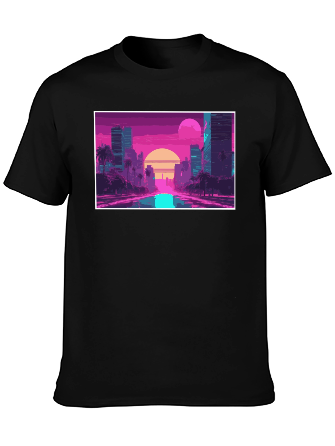 Retro Sunset Cityscape Graphic T-Shirt