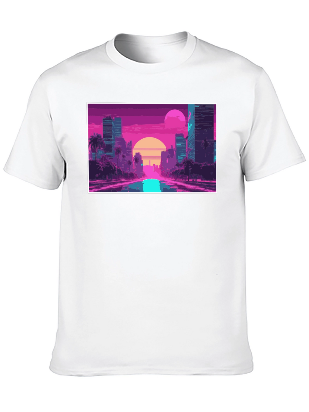 Retro Sunset Cityscape Graphic T-Shirt