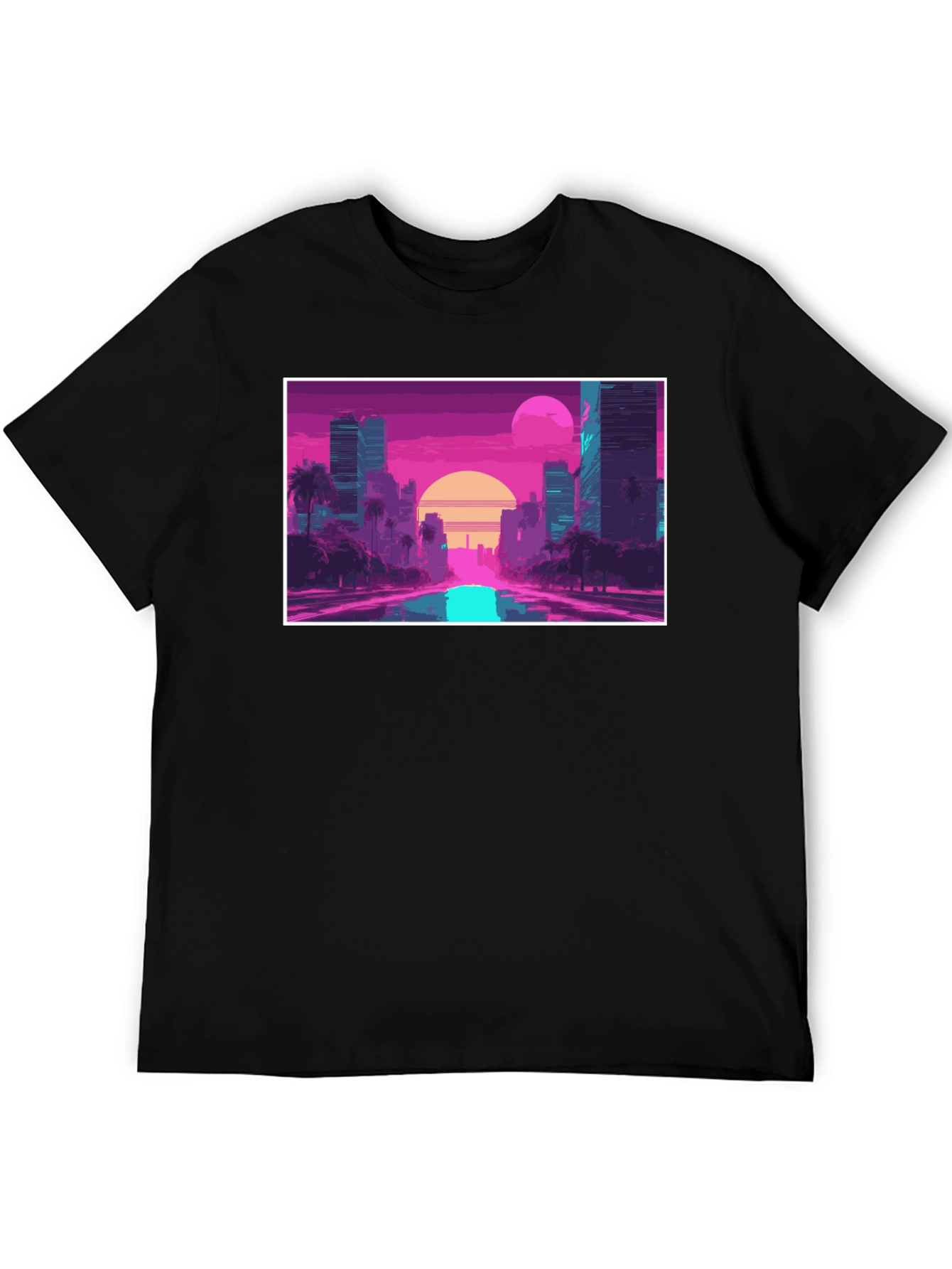 Retro Sunset Cityscape Graphic T-Shirt