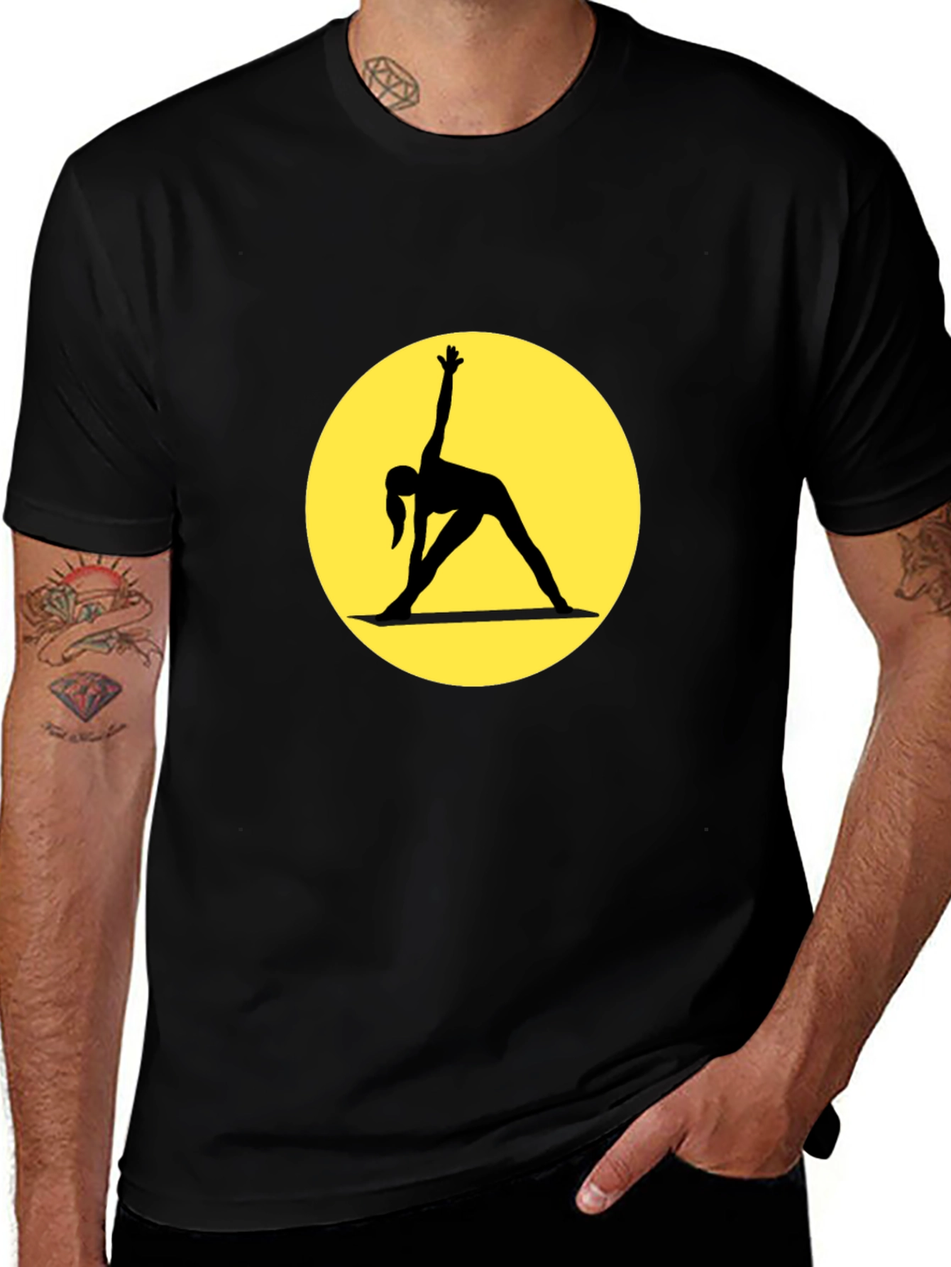 Yoga Pose Graphic Black T-Shirt