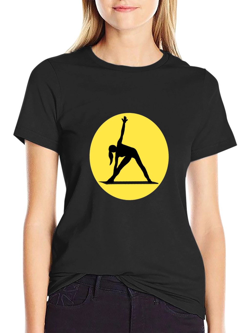 Yoga Pose Graphic Black T-Shirt