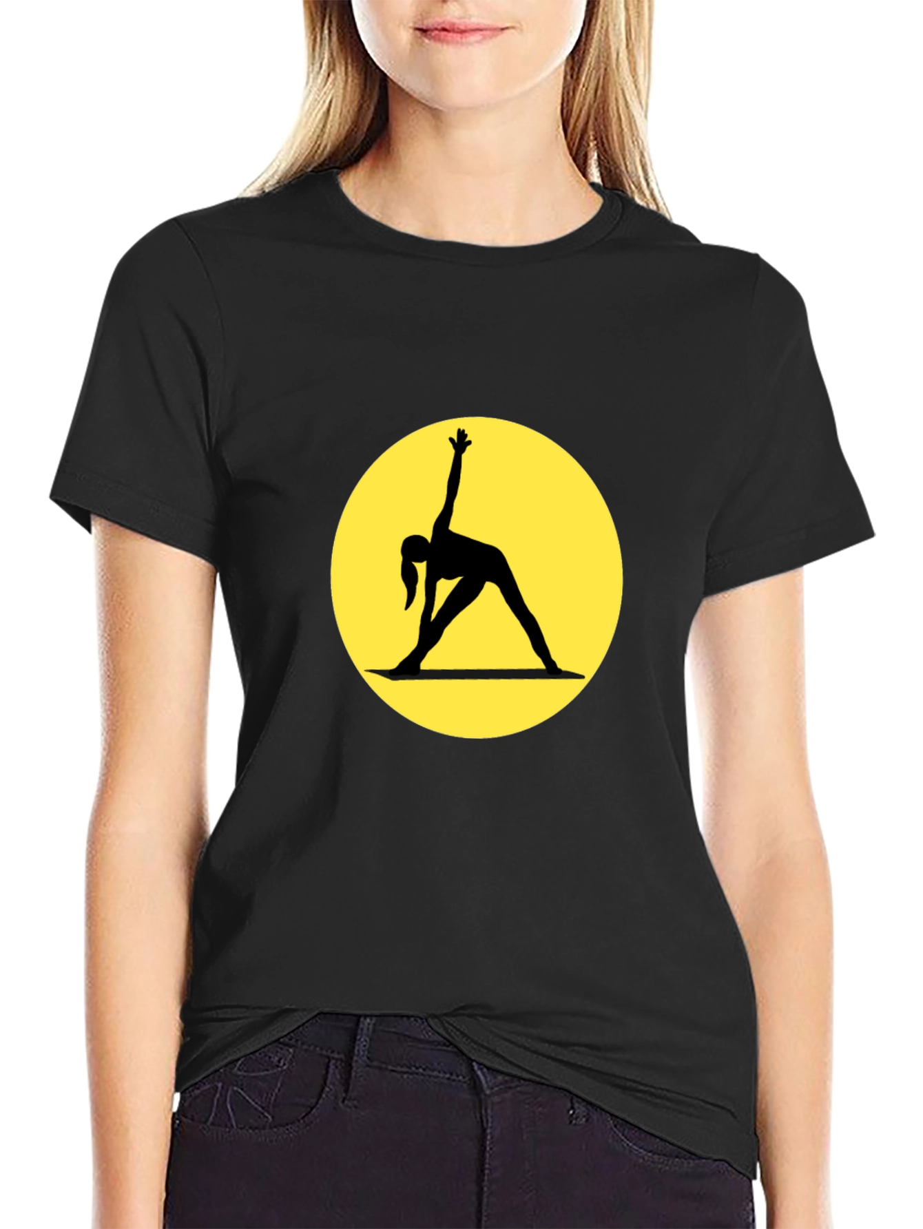 Yoga Pose Graphic Black T-Shirt