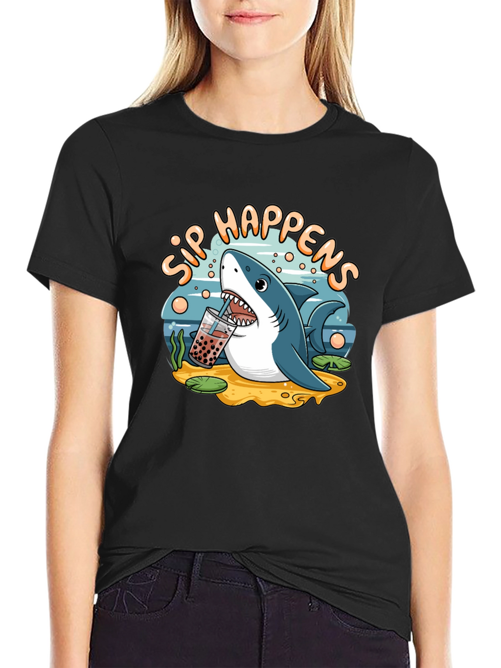 Sip Happens Shark T-Shirt - Bubble Tea Lover Tee