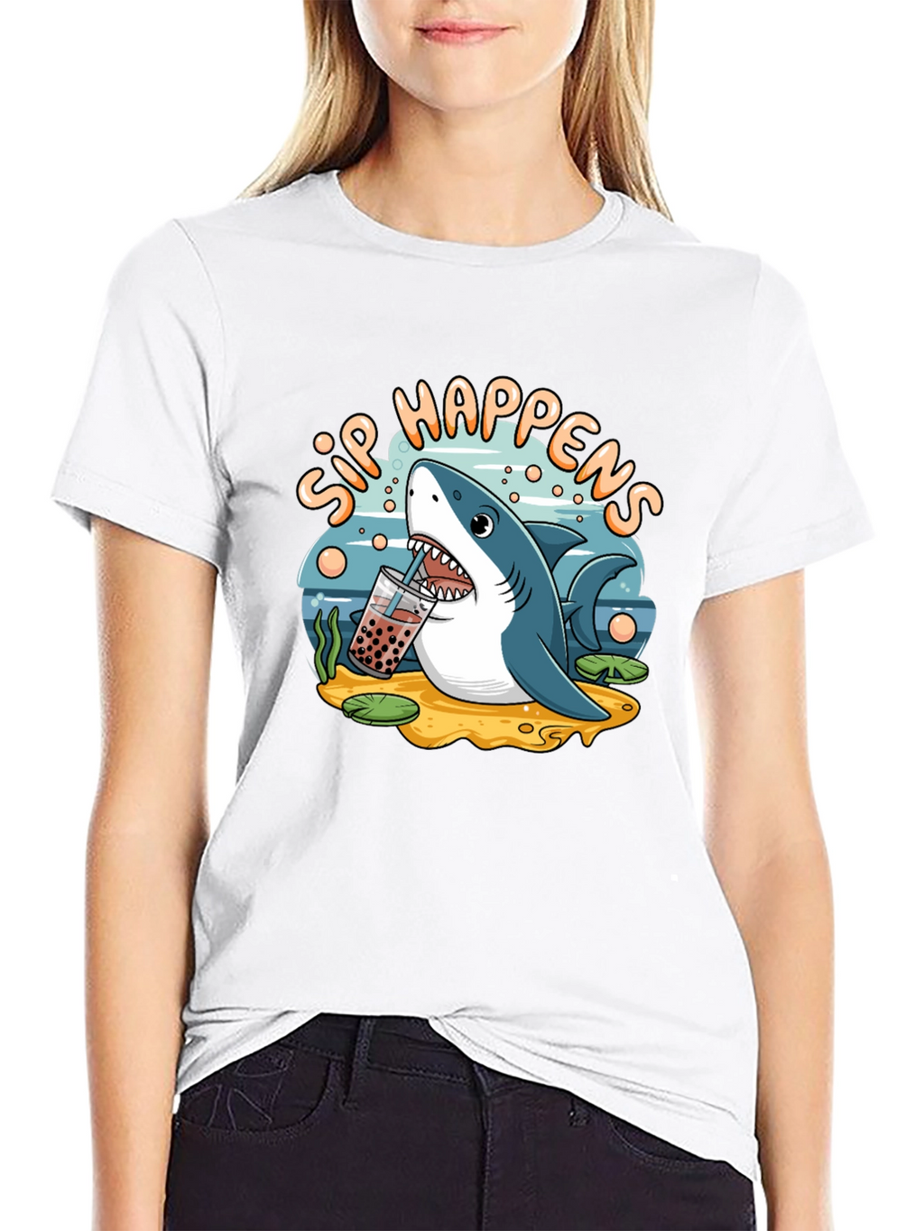 Sip Happens Shark T-Shirt - Bubble Tea Lover Tee