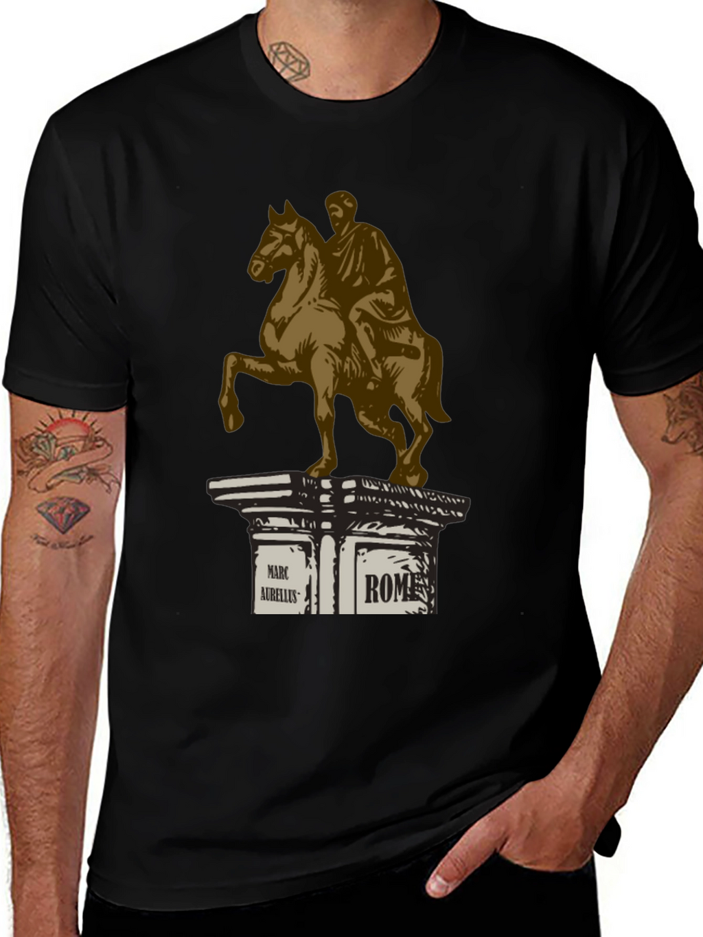Marcus Aurelius Rome T-Shirt - Classic Equestrian Statue Design