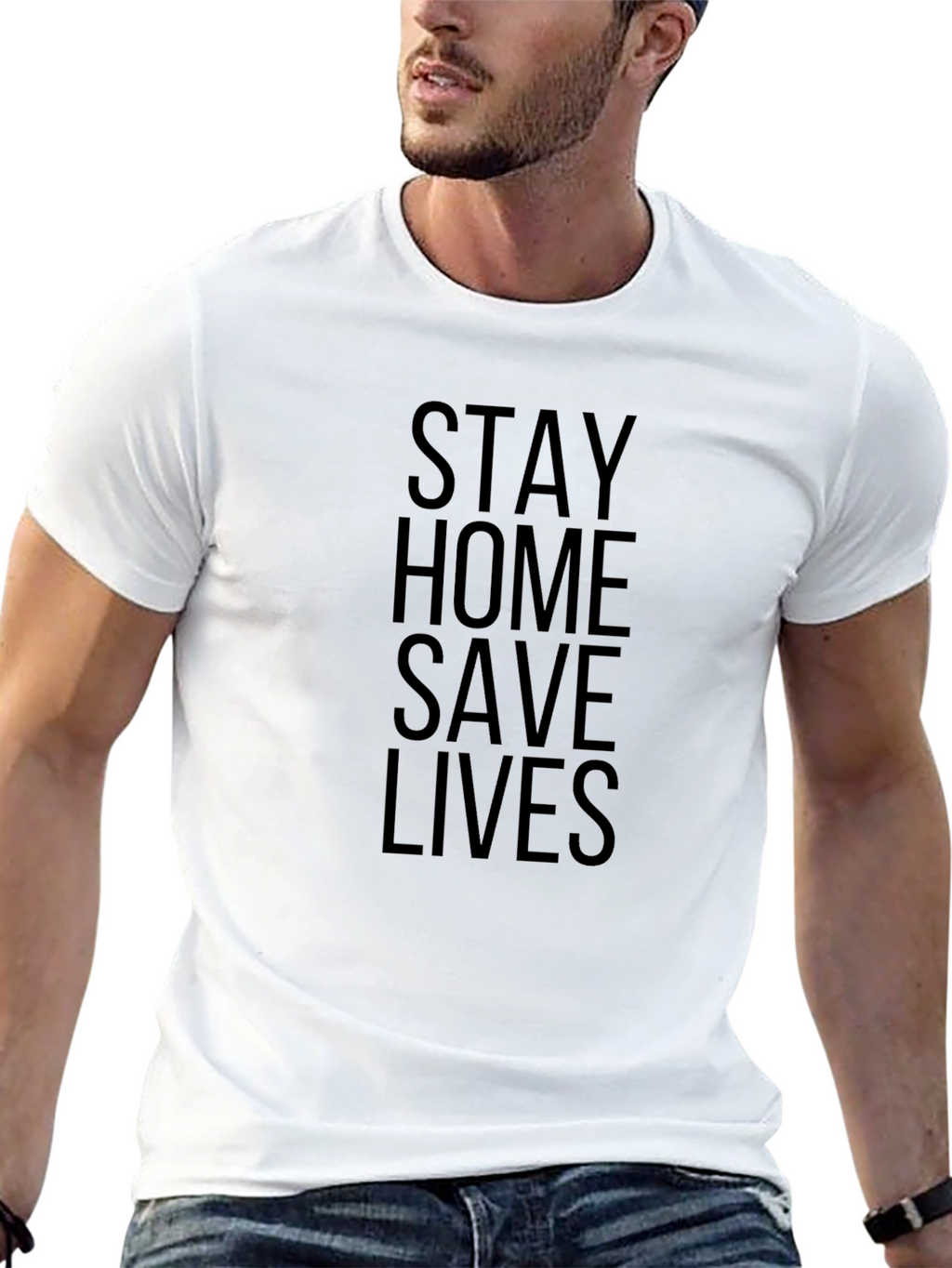 Stay Home Save Lives Graphic Tee - Black