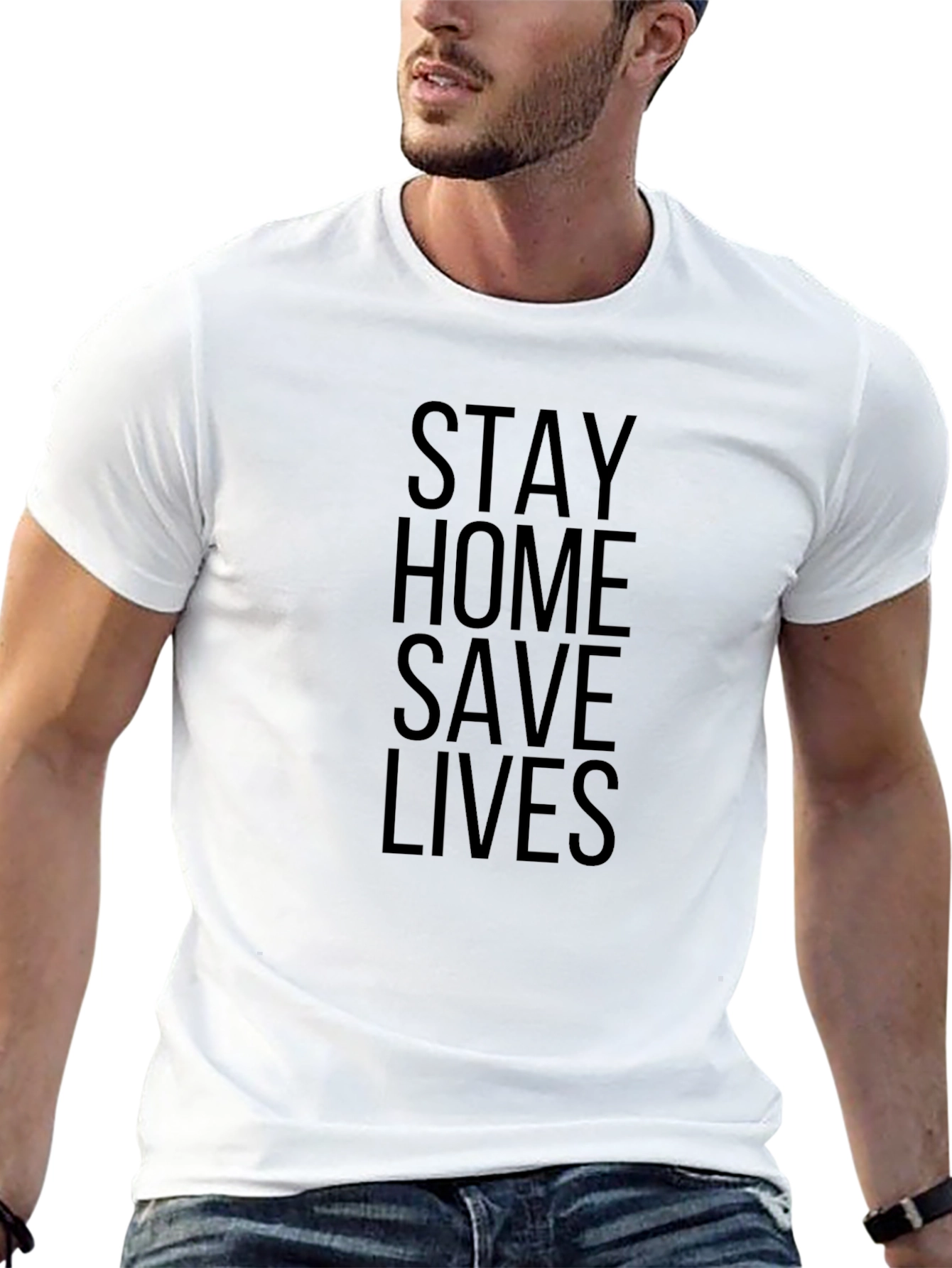 Stay Home Save Lives Graphic Tee - Black