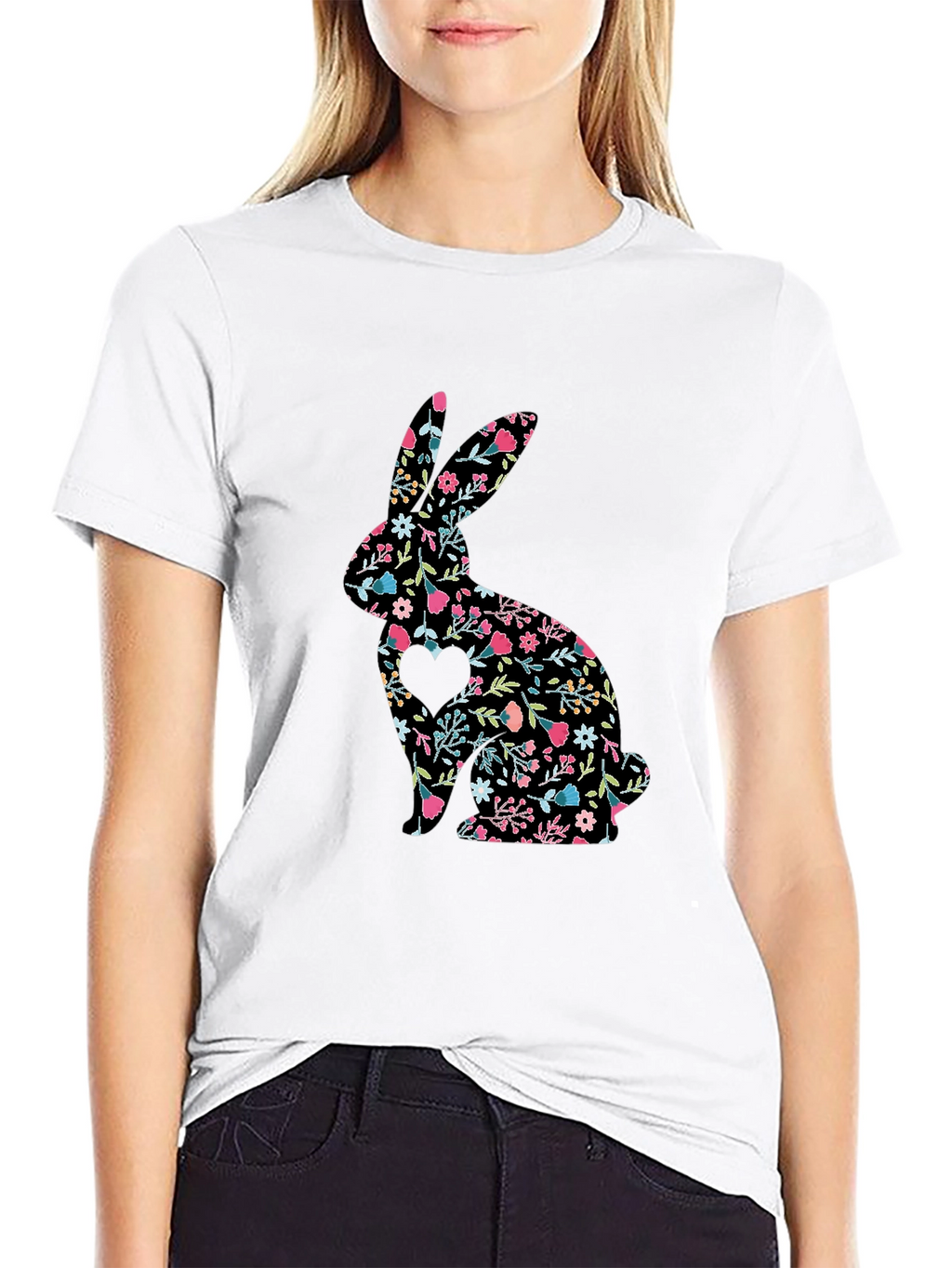 Floral Bunny T-Shirt - Cute Easter Tee