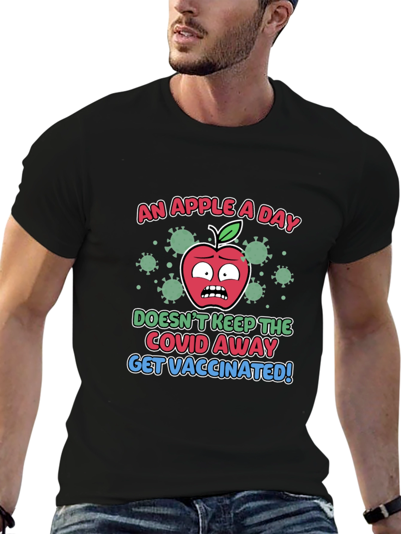 Get Vaccinated Apple Graphic T-Shirt