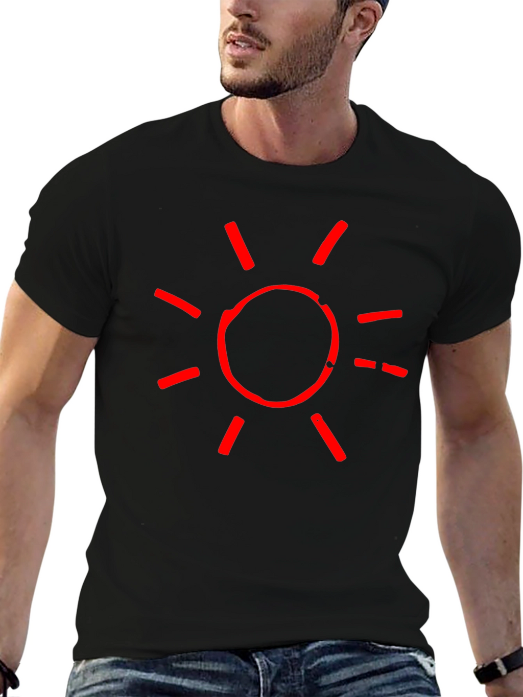Red Sun Graphic Black T-Shirt
