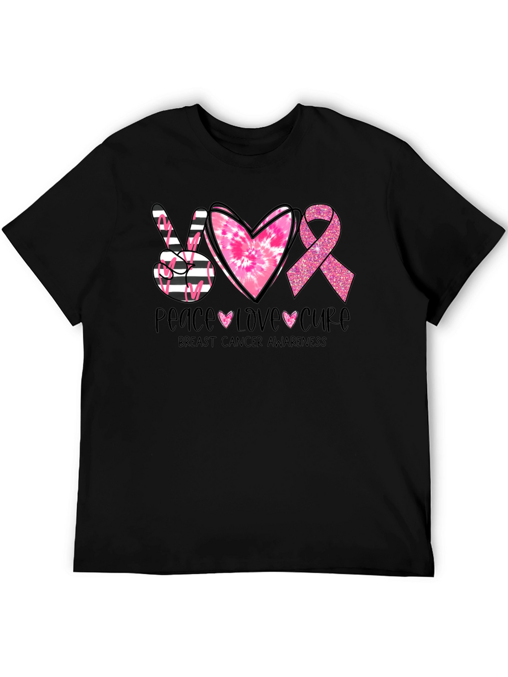 Peace Love Cure Breast Cancer Awareness T-Shirt