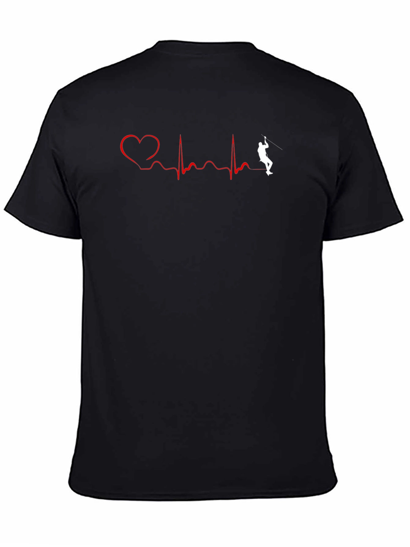Climbing Heartbeat Graphic Tee - Black Crew Neck