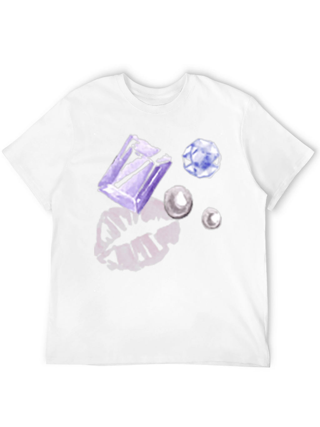 Gem & Lip Print Black T-Shirt