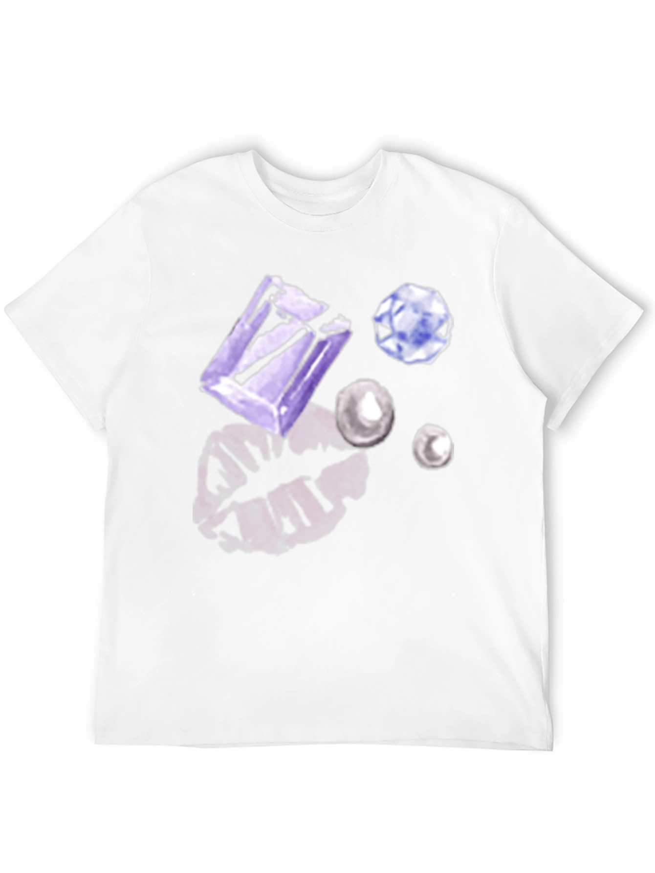Gem & Lip Print Black T-Shirt