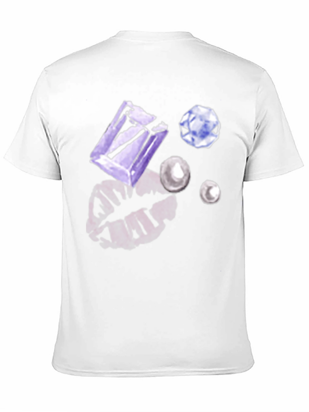 Gem & Lip Print Black T-Shirt