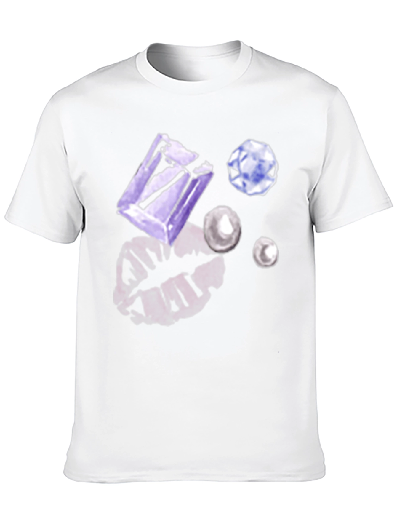 Gem & Lip Print Black T-Shirt