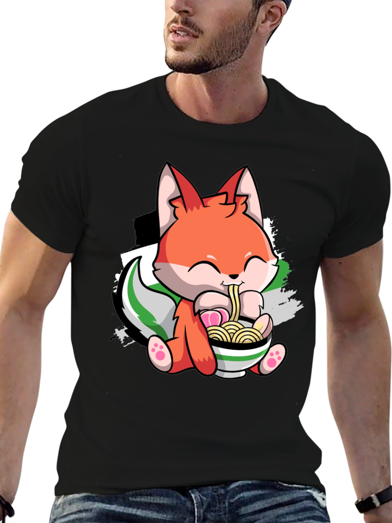 Cute Fox Ramen Bowl Graphic Tee