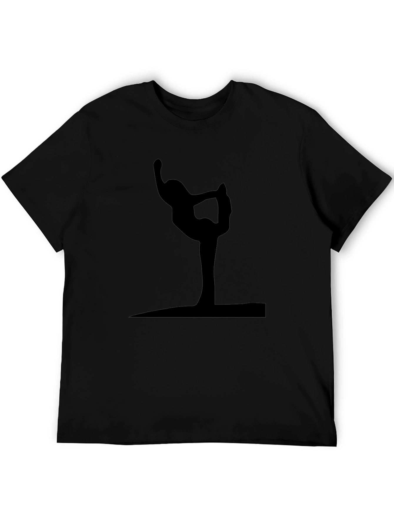 Yoga Pose Graphic Tee - Black Cotton T-Shirt