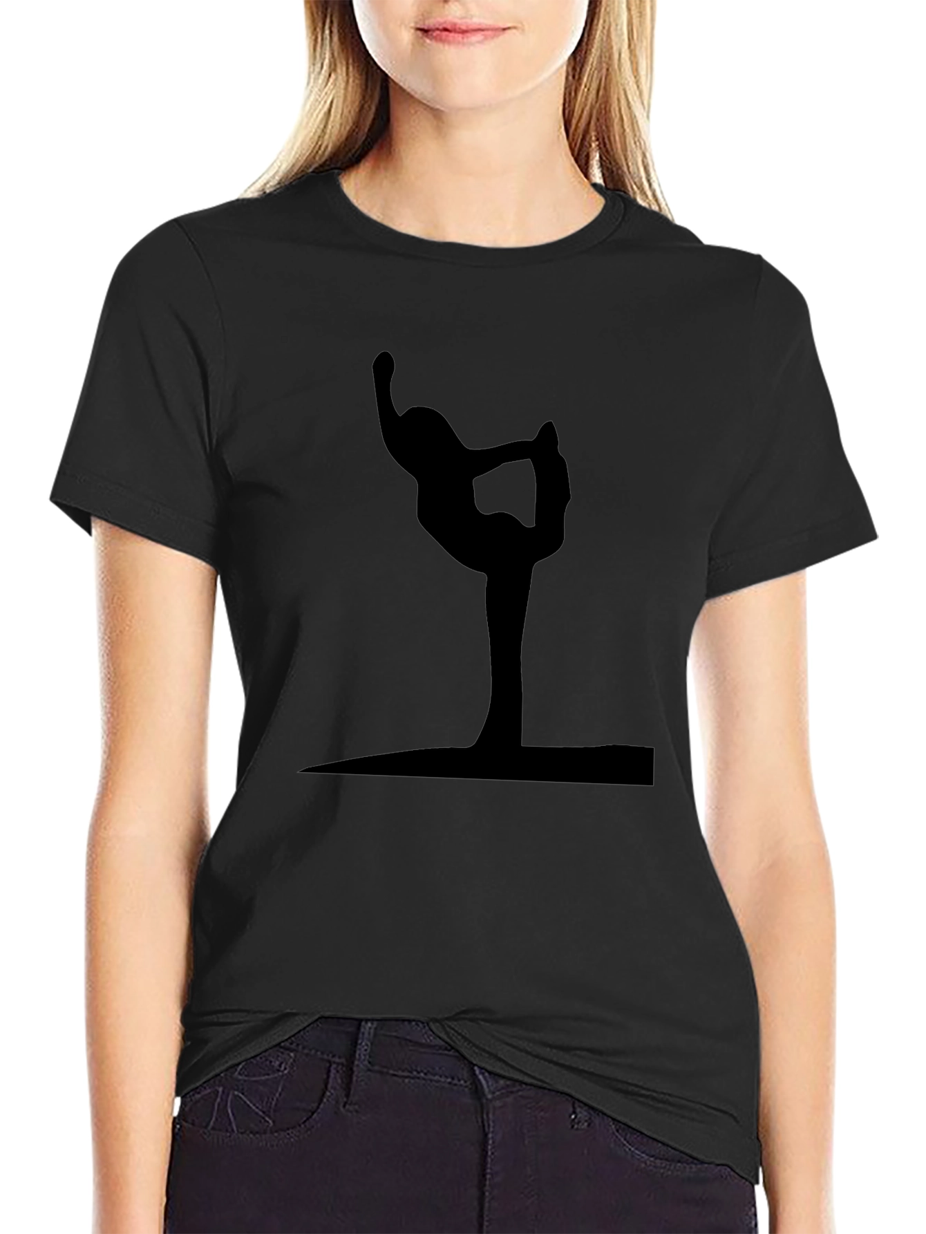 Yoga Pose Graphic Tee - Black Cotton T-Shirt