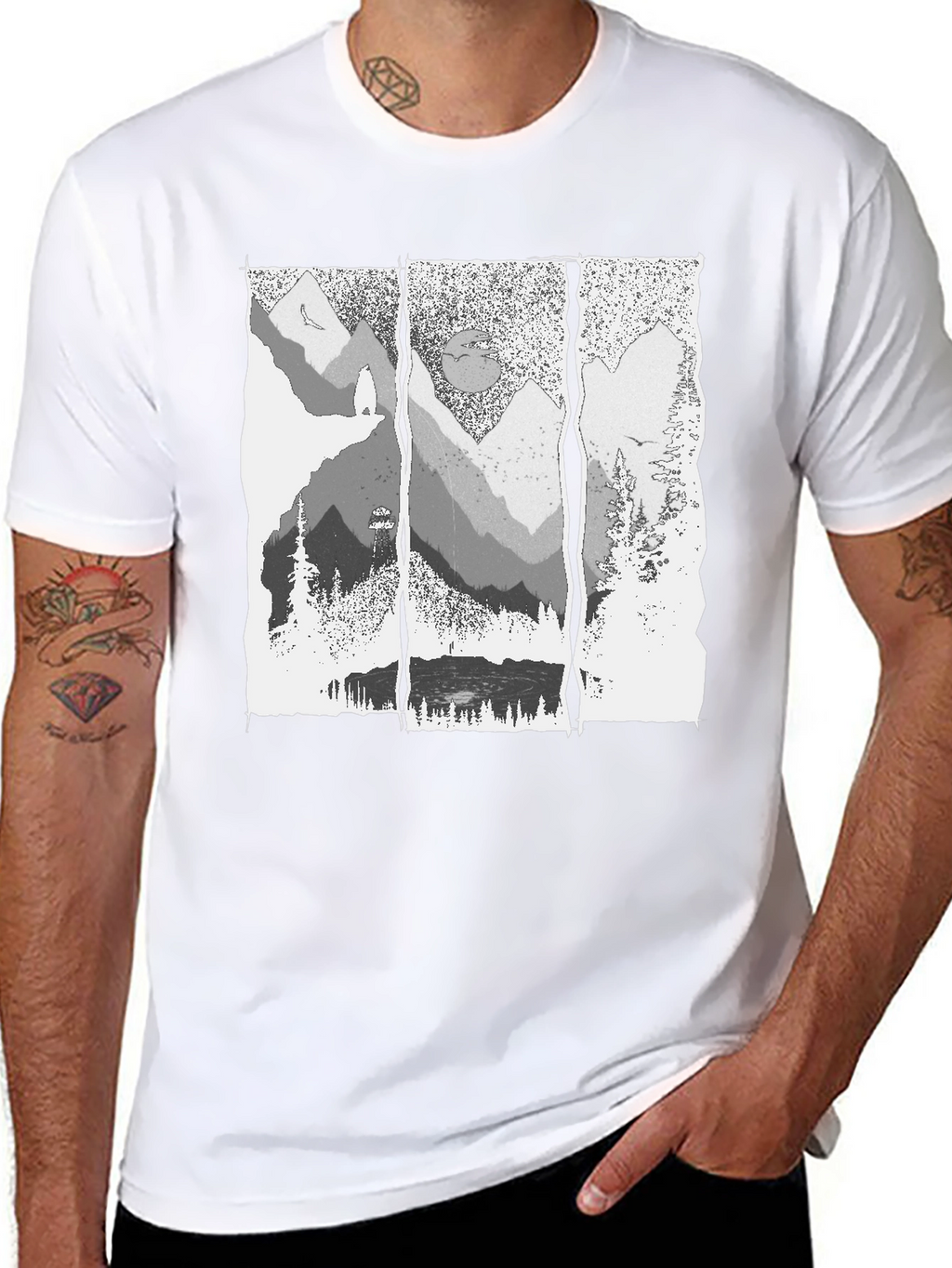 Mountainscape Graphic Tee - Black Cotton