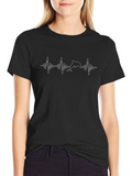 Mens Black Dolphin Heartbeat T-Shirt