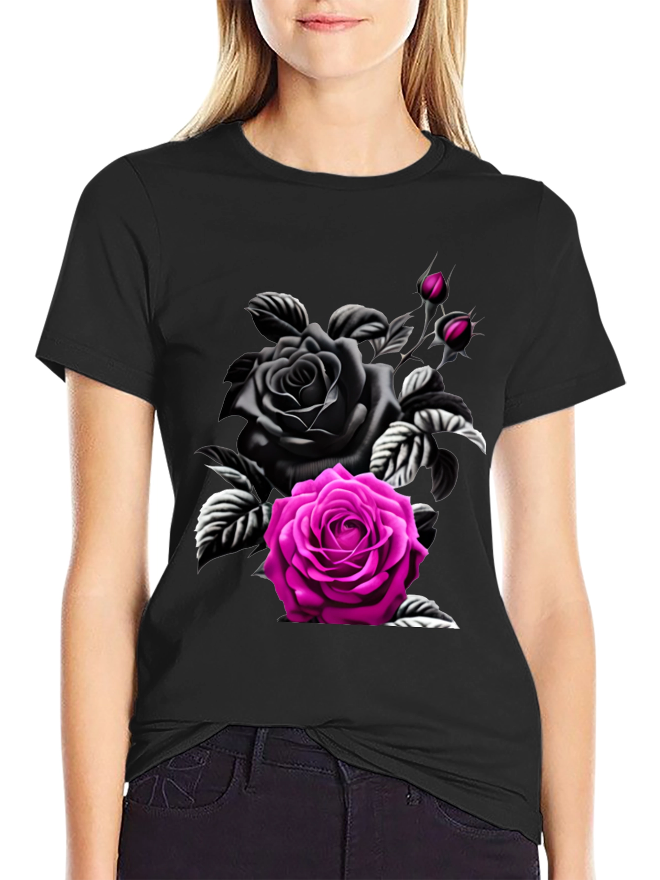 Rose Graphic Tee - Bold Floral Design