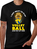 Volleyball Dog Graphic Tee - Pet Lover Shirt