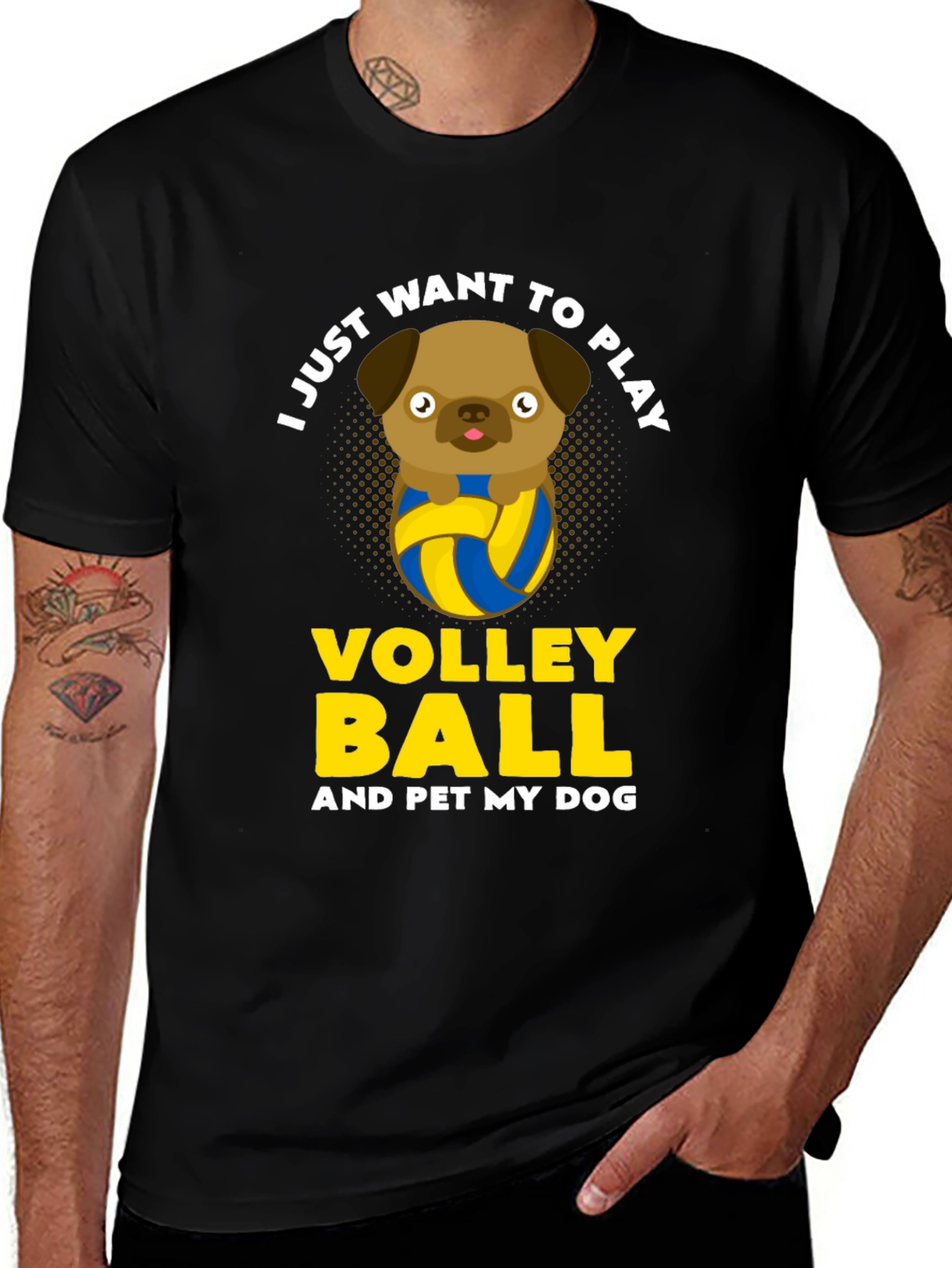 Volleyball Dog Graphic Tee - Pet Lover Shirt