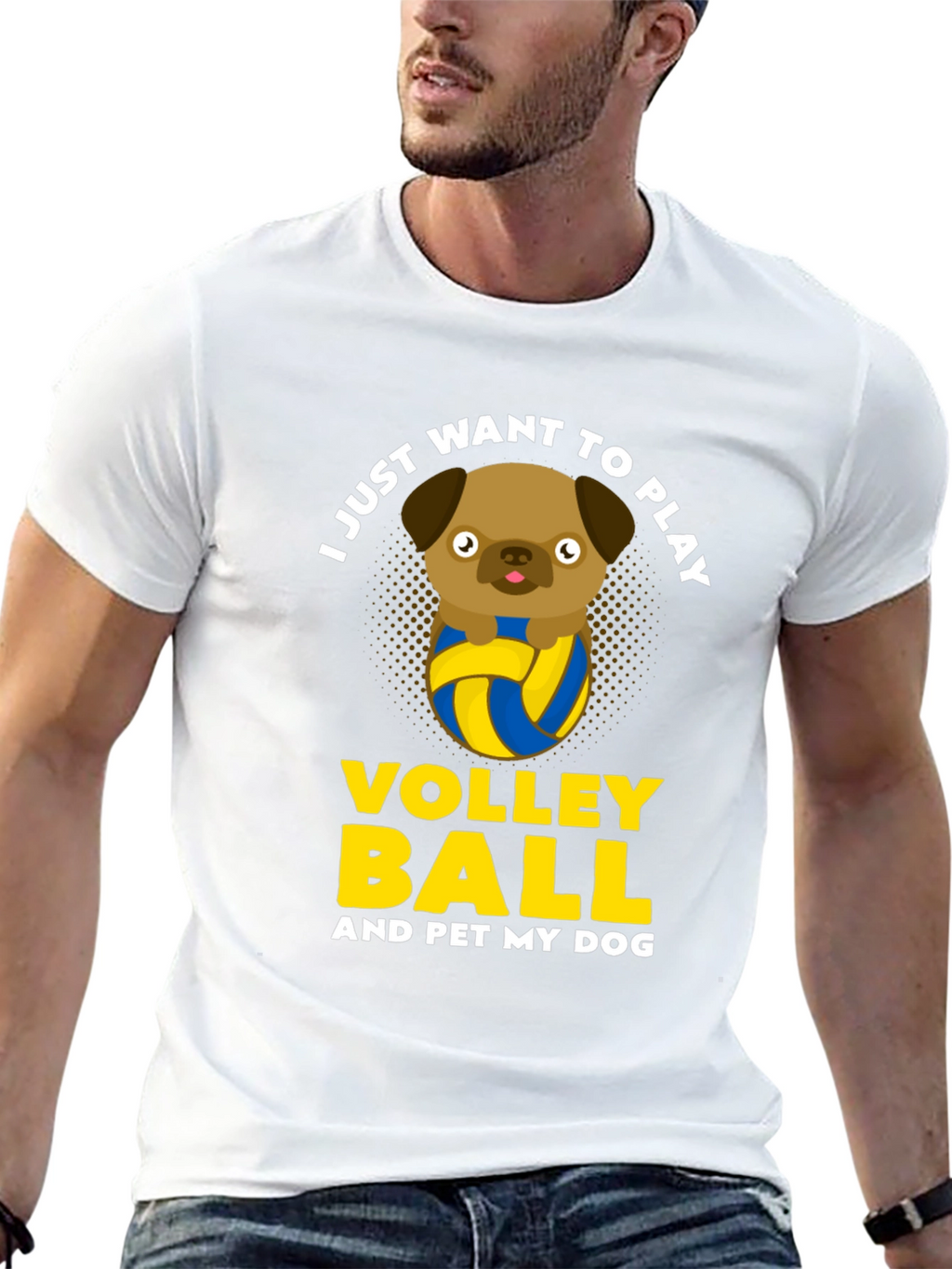 Volleyball Dog Graphic Tee - Pet Lover Shirt