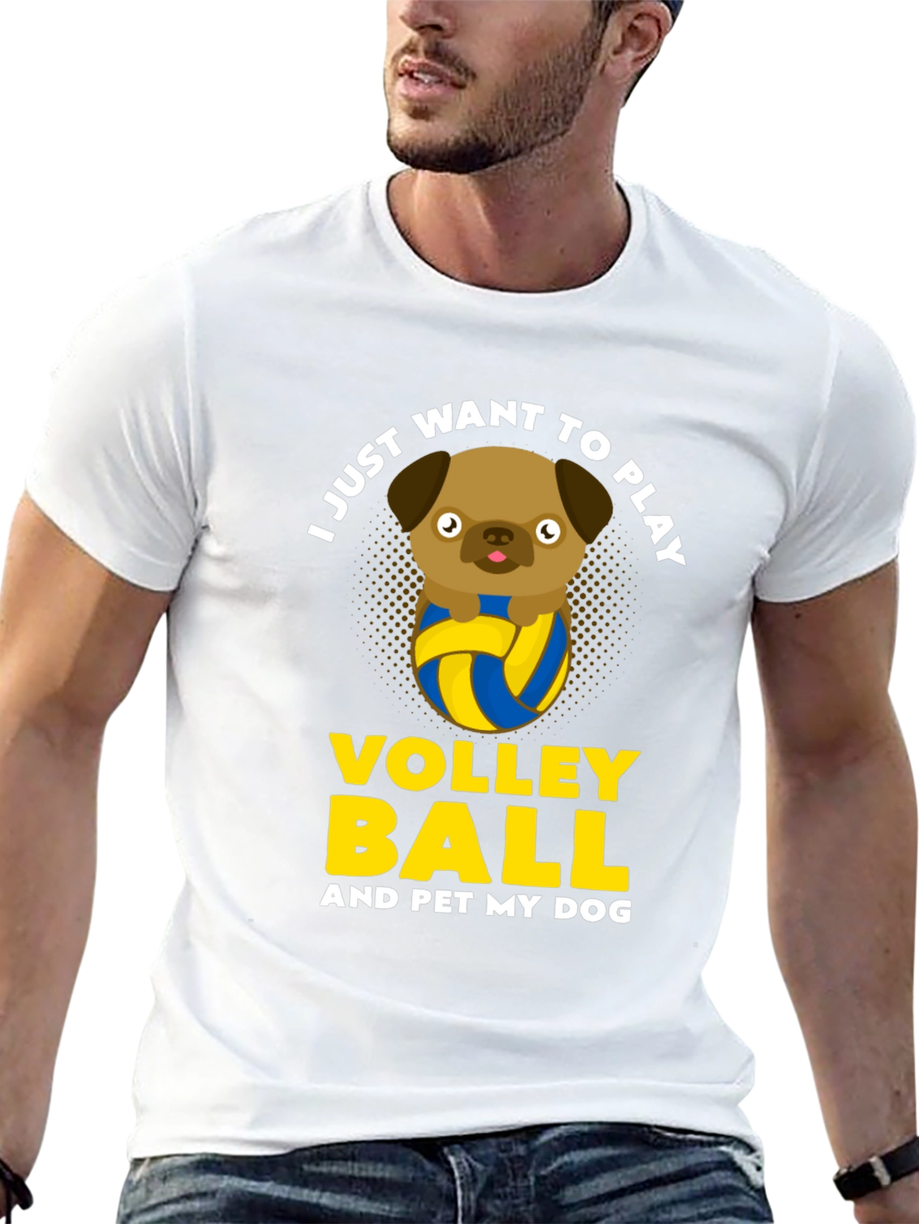 Volleyball Dog Graphic Tee - Pet Lover Shirt