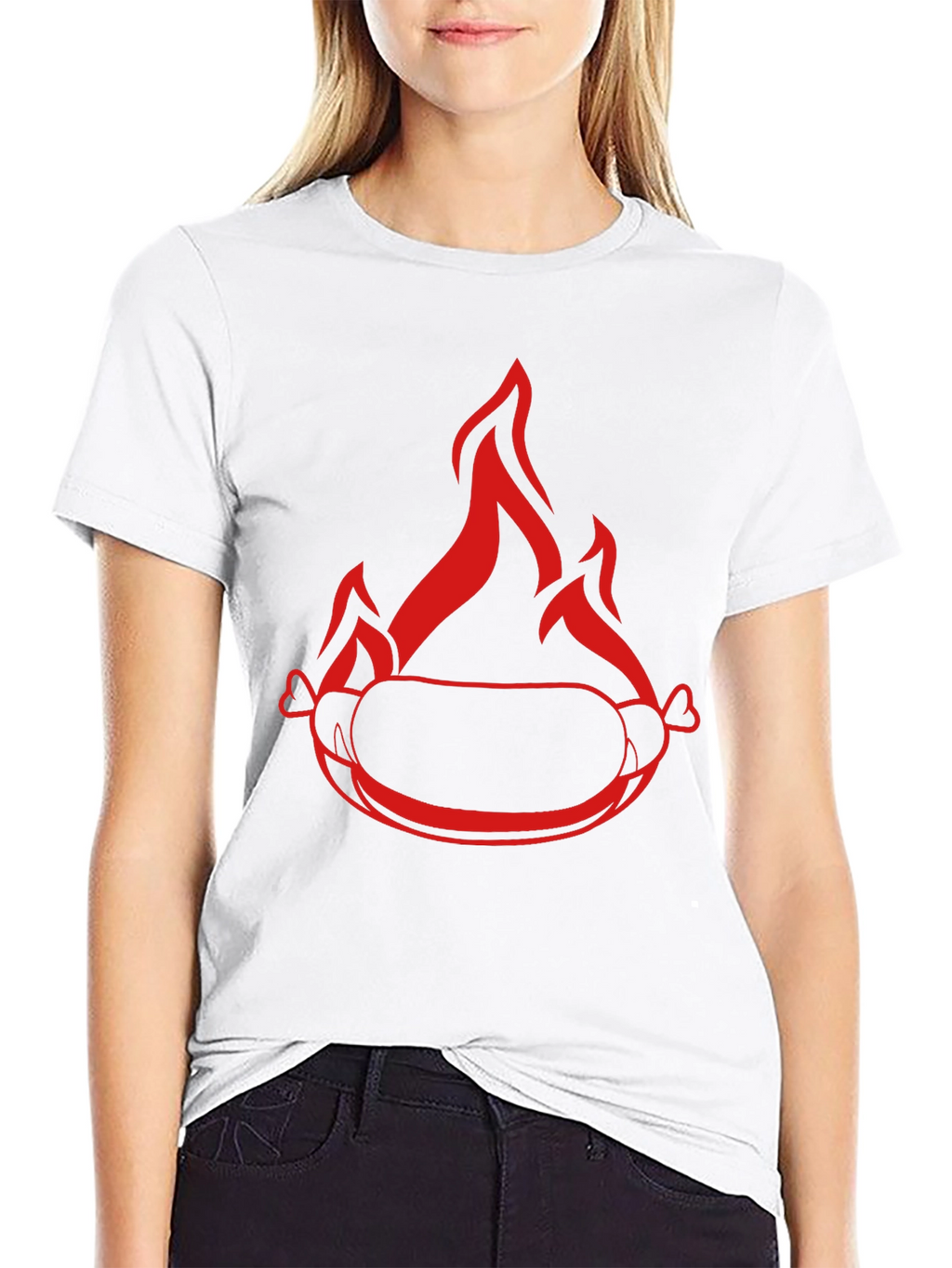 Flaming Hot Dog Graphic T-Shirt