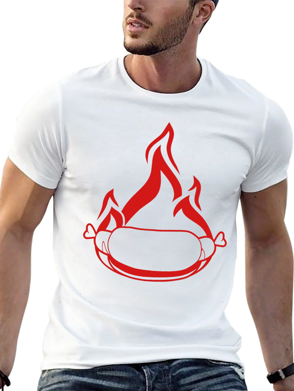 Flaming Hot Dog Graphic T-Shirt