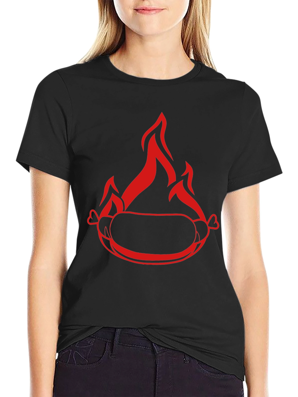 Flaming Hot Dog Graphic T-Shirt