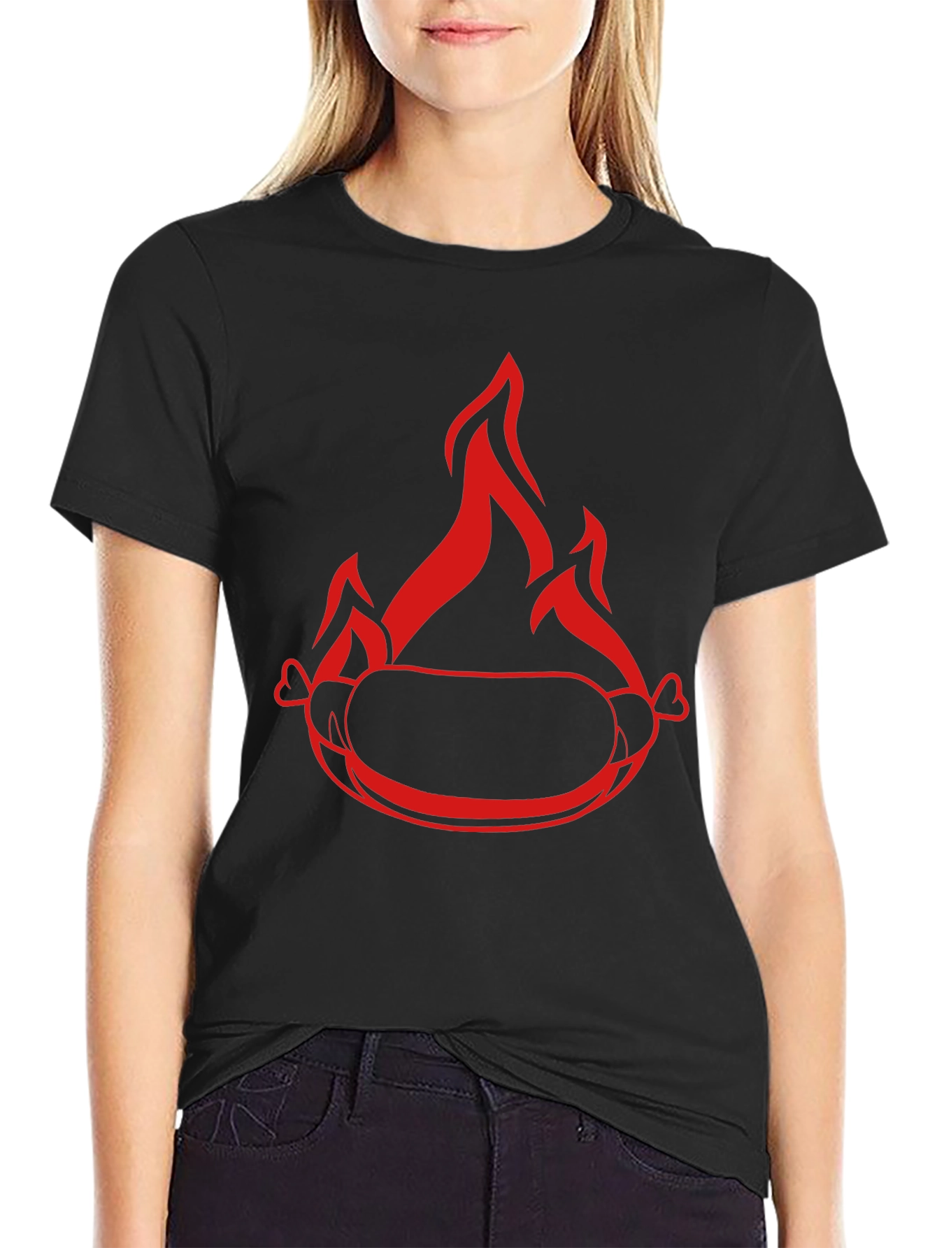 Flaming Hot Dog Graphic T-Shirt